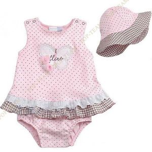 2pcs Polka Dot Baby Girl Infant Hat Romper Playsuit Outfit Clothes 0 24M TYA7
