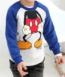 Baby Boy Clothes White Mickey Mouse Character Fleece Lined Kid Tops 2 7 Years