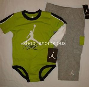 New Nike Air Jordan Baby Boy Bodysuit Romper Pants Outfit Set Clothes Sz 12M