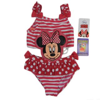 Minnie Mouse Girls Swimwear Size 2 4 5 6 New Monkini Beachwear Costume Swimsuit