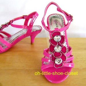 Baby Toddler Fuchsia Pink Pageant Dress Dance Sandal Shoes Girl's Size 10 11