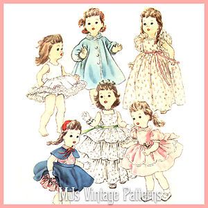 Vtg Toddler Baby Doll Clothes Dress Pattern 16" 17" Saucy Walker Tootles