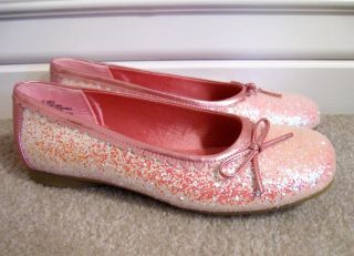 New Girls Spring Summer Ballet Flats Shoes 5 Youth Sequin Pink Glitter