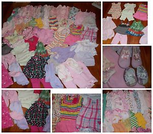 Baby Girl Clothes 85 Piece Lot Sleepers Dresses Onesies Spring Summer Fall