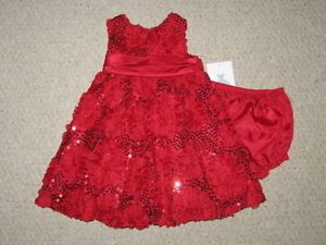New "Red Soutache Sequin" Dress Girls Clothes 18M Christmas Winter Baby Holiday
