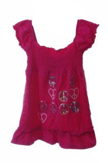 Girls Pink Peace Sign Hearts Tank Top Baby Doll Shirt Size 4T Toddler New