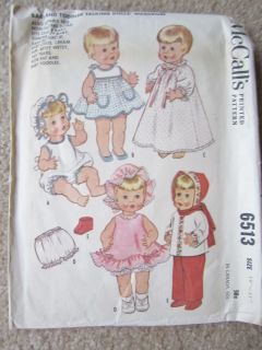 Vintage 1962 19 21" Doll Clothes Pattern Baby Talking Doll Wardrobe McCall'S