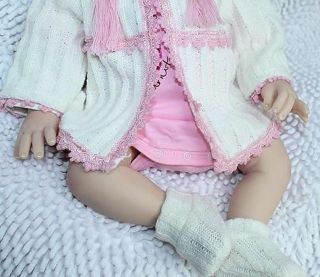 22" Vinyl Baby Doll Soft Silicone Vinyl Stuffed PP Cotton Body Hand Rooted Hair