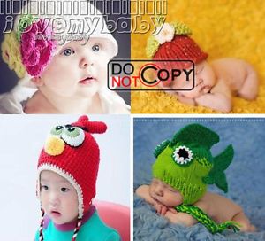 Baby Kids Beanie Hat Cap Crochet Handmade Costume Photography Props 4 Style