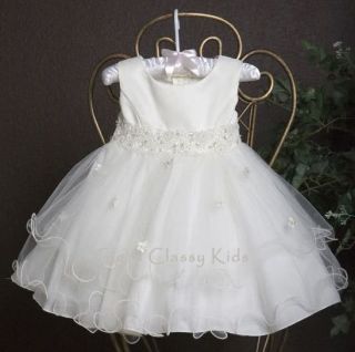 New Baby Girls Ivory Dress Baptism Christening Dedication Wedding Flower Girls