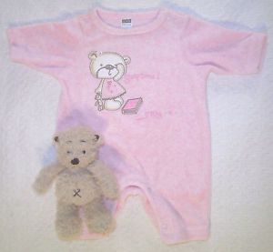 Doll Clothes George Velour One Piece Bear Infant Outfit Preemie Baby w Bear