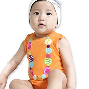 Made in Korea New Sleeveless Orange Baby Boy Girl Infant Cotton Clothing WBA 154