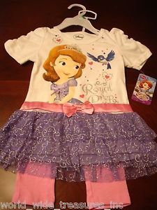 Sofia The First Disney Princess Tunic Shirt Skirt Leggings 2T 3T 4T Clothes