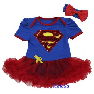 Baby Supergirl Superman Costume Pettiskirt Bodysuit Romper Tutu Party Dress 0 18