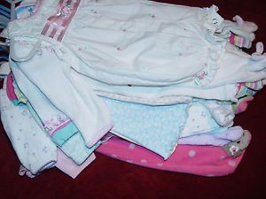 Huge Lot Baby Girl Clothes Newborn 0 3 6mos Up Lots of Sleepers 2 Dresses