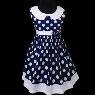 Blue Polka Dot Dress White