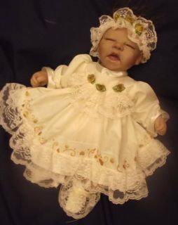 Dream Newborn Baby Girls Cream Gold Dress Headband 17 19" Reborn Dolls