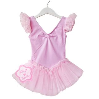 Girls Kids Party Dance Wear Skirt Leotard Pink V Shaped Tutu Ballet Dress Sz 2 5