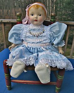 Antique Effanbee Composition Mama Doll 1920 Cloth Body Clothes Baby Leather Shoe