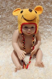 New Handmade Cotton Winnie The Pooh Bear Newborn Baby Knit Crochet Hat 0 3 Year