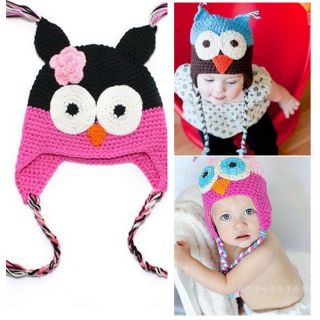 New Baby Girls Boys Infant Baby Owl Crochet Knit Handmade Hat Cap
