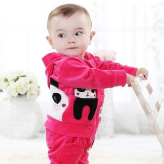 Baby Toddler Boy Girl Panda Hoodie Outerwear Top Pant Children Clothing 2pcs Set