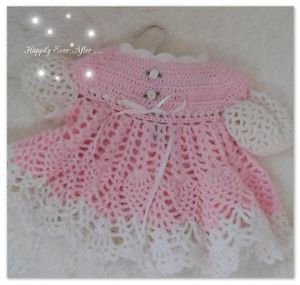 Baby or Reborn OOAK Doll Crochet Pink and White Dress Exquisite and Sweet L K