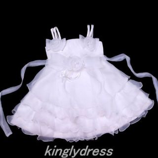 New Toddle Kid Flower Girl Party Birthday Pageant Wedding Dress White SZ 18M V65