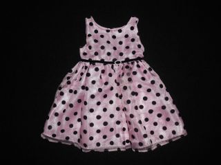 Youngland 3T Baby Girl Dress Pink and Black Polka Dot Dressy Wedding 67