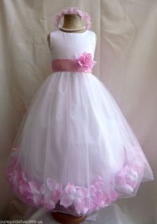 Pink Toddler Infant Pageant Recital Bridal Party Rose Petal Flower Girl Dress