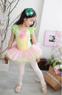 Girls Leotard Ballet Tutu Dancewear Party Dress 3 8Y Kids Flowers Skirt Costume