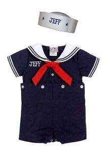 Baby Boys Sailor Suit Outfit Nautical Personalized Free 3 Months to 4 Toddler