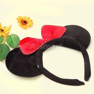 Mickey Mouse Ears Costume Head Band Red Bow Dots S