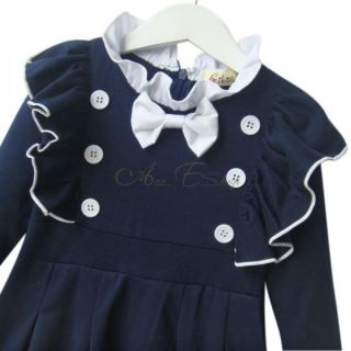 1pc Girls Baby Long Sleeve School Top Dress Kid Cotton Party Autumn Skirt 2T 6