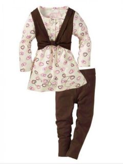 Girls Kid Fake Two Piece Set Top Dress Legging Pants Outfit Baby Clothing Sz 2 6