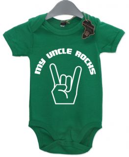 My Uncle Rocks Gift Cute Baby Grow Boy Girl Babies Clothes Funny Present Bib