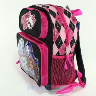 Monster High Pink CHECKERED12" Small Toddler Backpack Girls Book Bag School