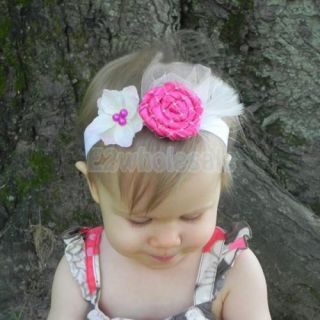 4X Toddler Baby Girl Infant Feather Flower Headwear Hair Band Headband YTR04