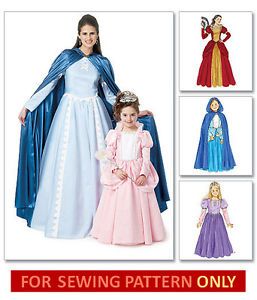 Sewing Pattern Make Princess Dress and Cape Girls Size 3 8 Dress Up Clothes