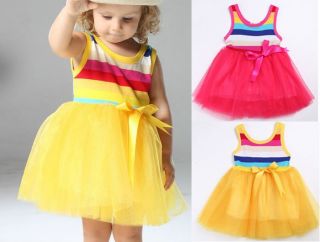 Kids Girls Rainbow Dance Short Skirts Shaqun Tutu Princess Dress 0 3Year