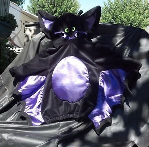 Baby Kids Bat Costume Plush Black Infant 4 Halloween w Wings Sz 9 or 12 Month