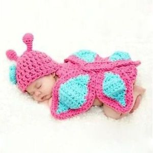 Baby Girls Boy Newborn 0 9M Knit Crochet Minnie Butterfly Clothes Photo Outfits