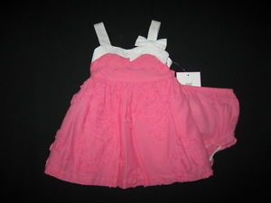 New "Salmon Ribbon" Sun Dress Girls Clothes 3 6M Spring Summer Easter Baby