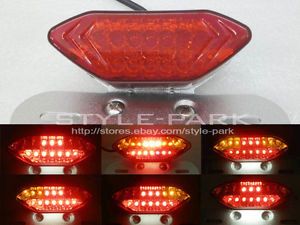 New LED Red Motorcycle ATV Turn Signal Tail Brake Light w License Plate Holder