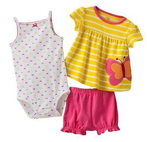 Carters Baby Girl Clothes Summer 3 Piece Set Yellow 3 6 9 12 18 24 Months