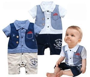 New Boys Kids Baby Formal Romper Pants Jumpsuit 0 24M 1pcs Summer Outfit Clothes