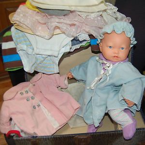 Doll Trunk Baby Doll Clothes Lot Vintage Trunk New York Central Metal Motif OOAK