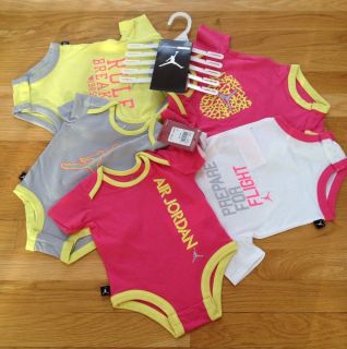 Nike Air Jordan Baby Girl Bodysuit Shirt Clothes Lot 5 PC Size 0 3M $60 New