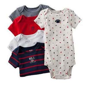 Carters Baby Boy Clothes 5 Bodysuits Red Blue Football 3 6 9 12 18 24 Months