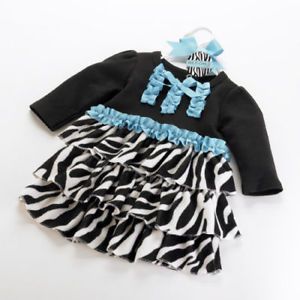 Mudpie Baby Girl Zebra Print Dress 0 6 12 18 MO